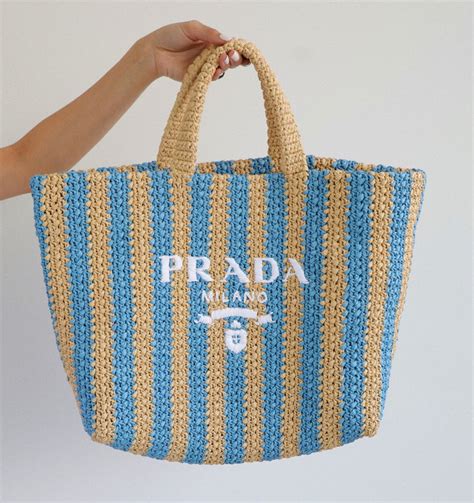 prada raffia tote stripe|prada shopping tote.